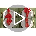 Christmas Cloth Napkins with Gold Elk & Snowflake Rings Set - Holiday Table Decor