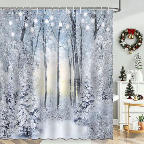 Winter Forest Shower Curtain 71x71 Inch - Waterproof Polyester Bathroom Decor