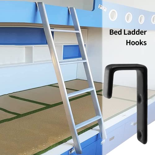 Bivethoi 2pcs Heavy-Duty Bunk Bed Ladder Hook Brackets, 1-Inch Black Iron