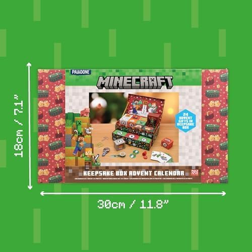 Paladone Minecraft Keepsake Box Advent Calendar - 24 Days of Gifts & Surprises for Gamers | Official Holiday Countdown