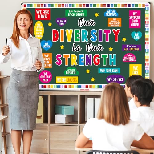 Colorful Our Diversity is Our Strength Classroom Bulletin Board Set