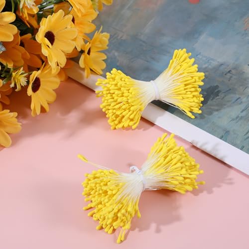 800PCS Yellow Double-Head Flower Stamens for DIY Crafts