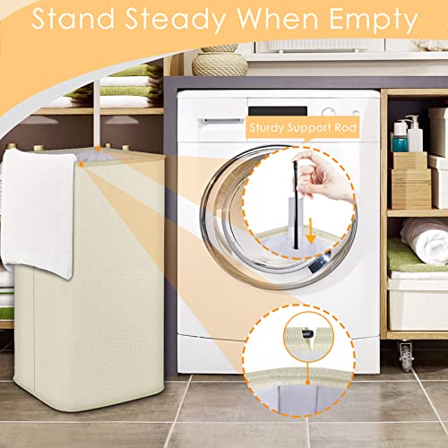 SNIGJAT 80L Beige Collapsible Laundry Basket with Handles