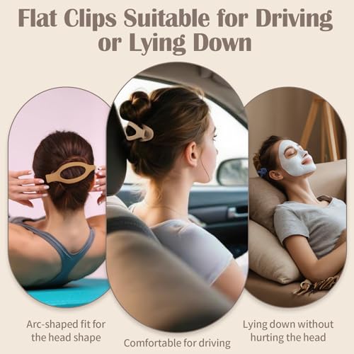 Mandydov Flat Hair Claw Clips 9 Pack Matte Large Lay-Flat Hair Accessories