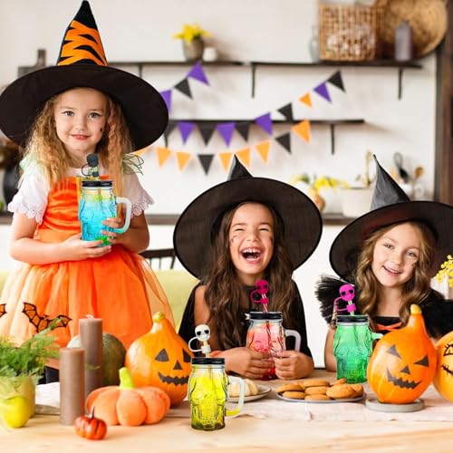5-Pack Skull Straw Toppers for Stanley Cup 30 & 40 Oz - Silicone Halloween Accessories