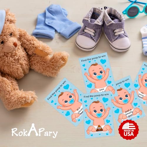 RokAPary Blue Poopie Baby Shower Scratch Off Game - Set of 40