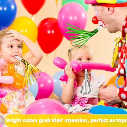 24 Pack Metallic Fringe Party Blowers - Colorful Noise Makers for Kids