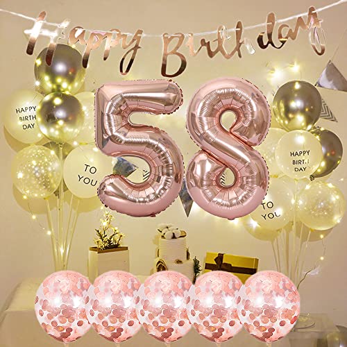 Rose Gold 40th Birthday Decoration Kit - Banner & Balloons