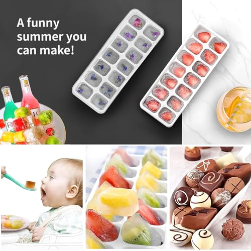 Airabc Black Silicone Ice Cube Trays - 4 Pack with Removable Lid