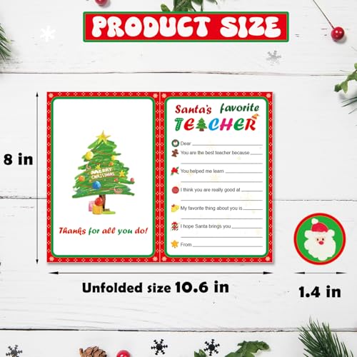 Christmas Thank You Cards for Teachers - Fill in the Blank