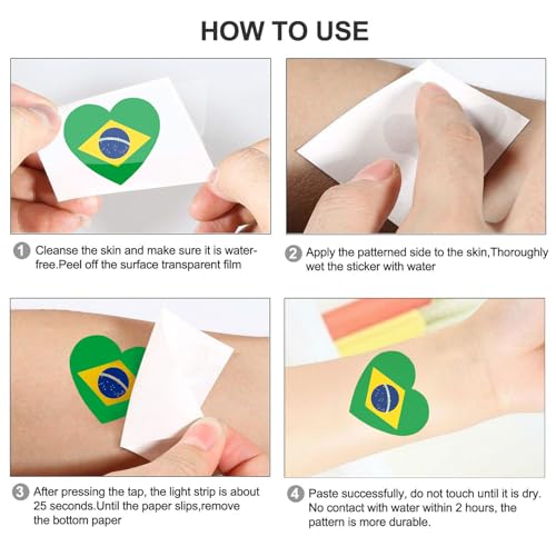 Brazil Flag Temporary Tattoos - 20 Sheets Waterproof Face Stickers
