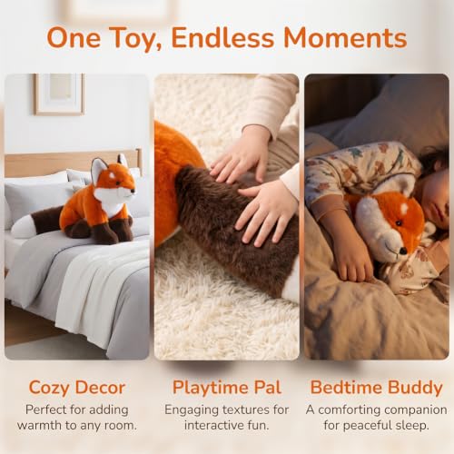 Red Fox Plush Pillow - 17.7in Soft Stuffed Animal Huggable Toy