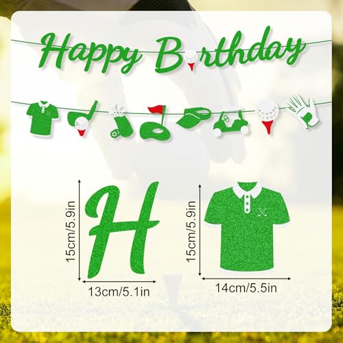 Golf Birthday Banner Set - Pre-Strung Green Glitter Decor for Parties