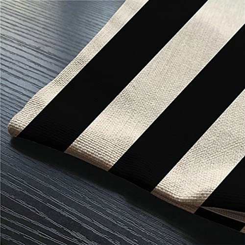 Smooffly Black Striped Lumbar Throw Pillow Cover 12x20 - Model Md006