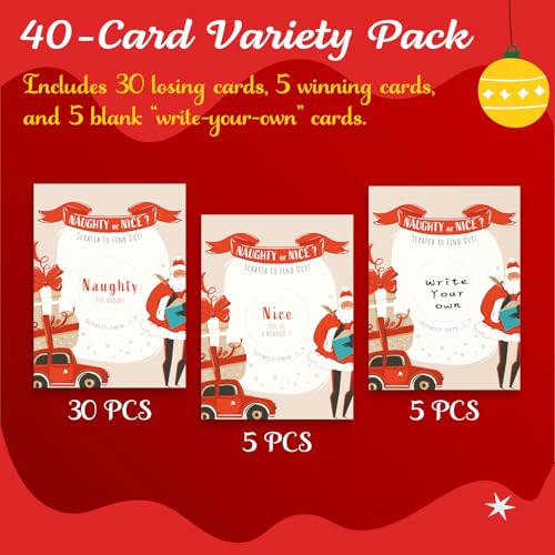 Naughty or Nice Christmas Scratch-Off Cards - 40-Pack Game
