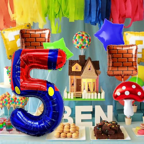 40-Inch Blue Red Number Balloon Set for Birthday Decor - 5