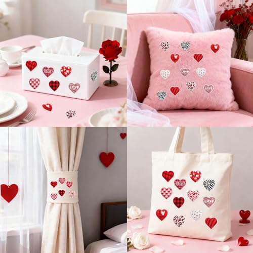 12 Assorted Embroidered Iron-On Heart Patches for DIY Clothing