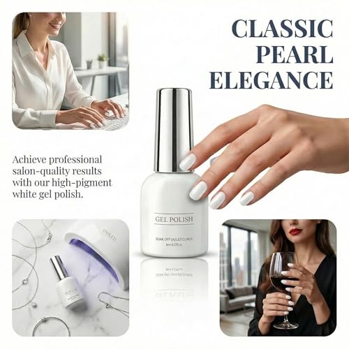 Finenohoory White Gel Nail Polish 8ml UV LED Soak Off Long Lasting