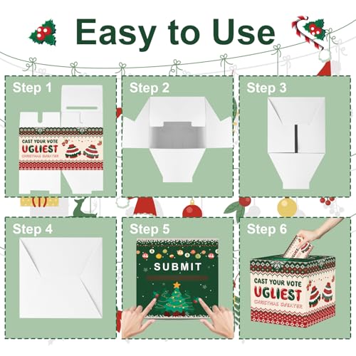 Christmas Ugly Sweater Contest Voting Card Box Set with 50 Vote Cards