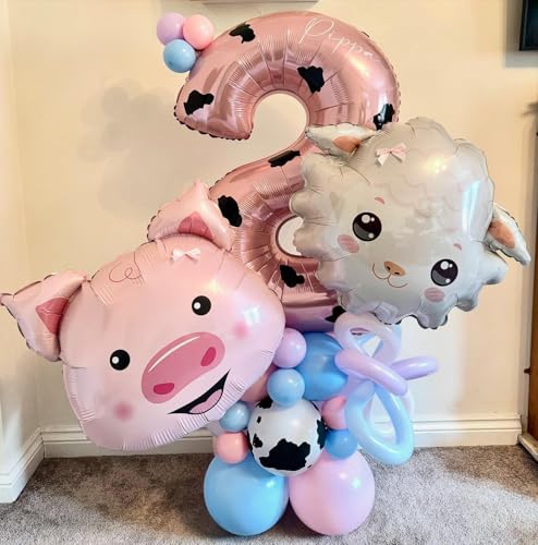 Farm Animal Balloons Set - 5 Foil Balloons for Kids' Parties