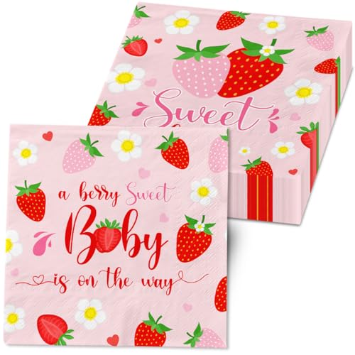 Strawberry Baby Shower Napkins - 40 Pcs Sweet Design