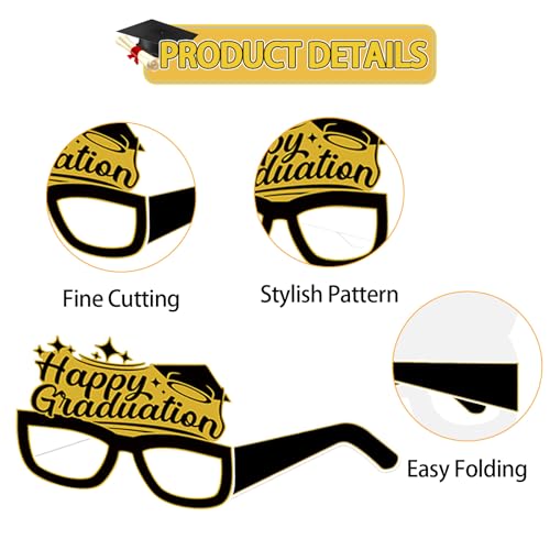 12 Pack Black Gold Graduation Eyeglasses for Class of 2024