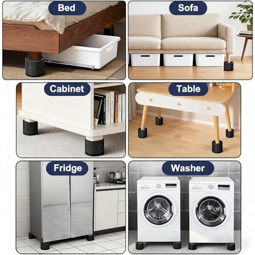 Adjustable Bed Risers - Heavy Duty Furniture Lift Blocks, 4 Pack