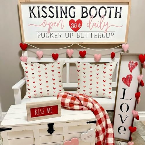 RABUSOFA Beige Valentine's Day Pillow Covers 18x18 Inch Set of 2