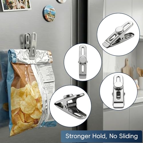 Heavy Duty Magnetic Chip Bag Clips - 8 Pack Neodymium Food Storage & Office Organizers