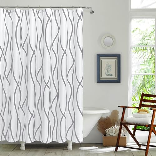 Silver Grey Striped Shower Curtain - 72" x 72" - Biscaynebay