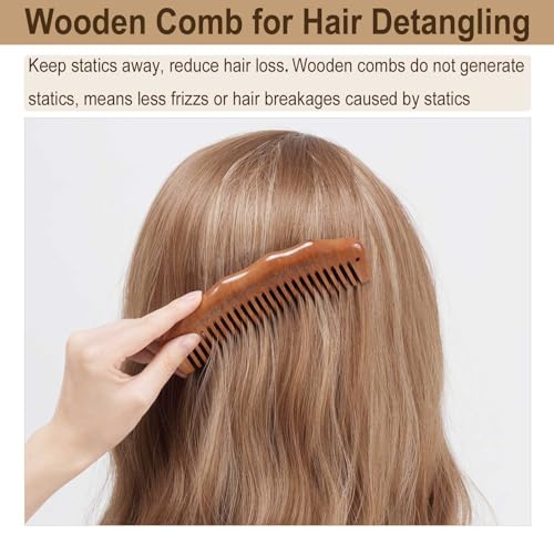 Moreinday Peachwood Labor Comb with Wrist Strap for Pain Relief