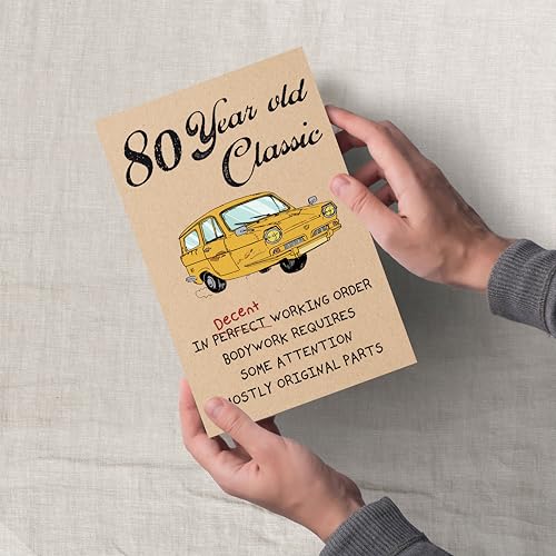 Funny 80th Birthday Card for Men and Women - Vintage Joke Card