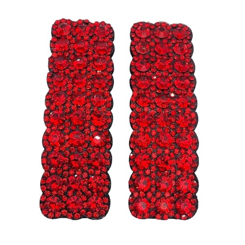 Red Rhinestone Hair Barrettes Snap Clips - 2Pcs Korean Hair Accessories