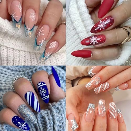 Christmas 3D Snowflake Nail Art Stickers 10 Sheets White Glitter Winter Decals