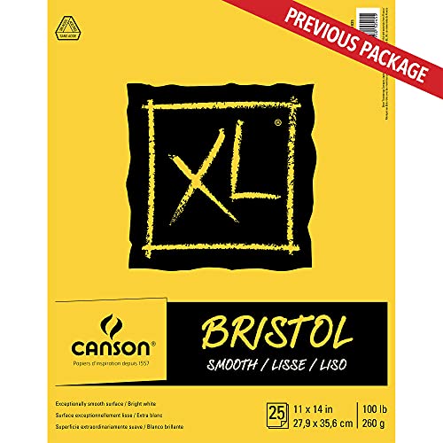 Canson XL Bristol Paper Pad, Smooth Finish, 11x14 Inches, 25 Sheets