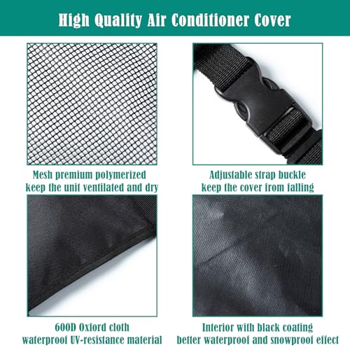 JFGLORIX Black Mesh Window Air Conditioner Cover - 21.5x16x15 Inches, Dustproof Waterproof All-Season AC Protector