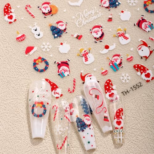 Christmas Nail Stickers 3D Self-Adhesive Decals 8 Sheets