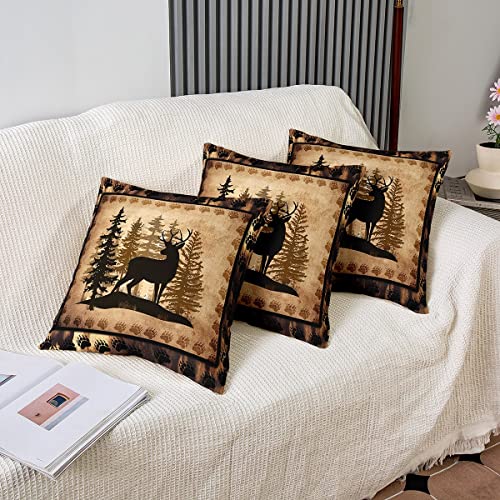 Feelyou Deer Throw Pillow Covers 20" x 20" - Soft Polyester Cushion Case Set