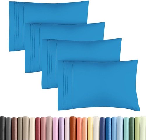 King Standard Pillow Cases - Soft Hotel Quality Covers for Comfy Bedding | Set of 4 Denim Blue