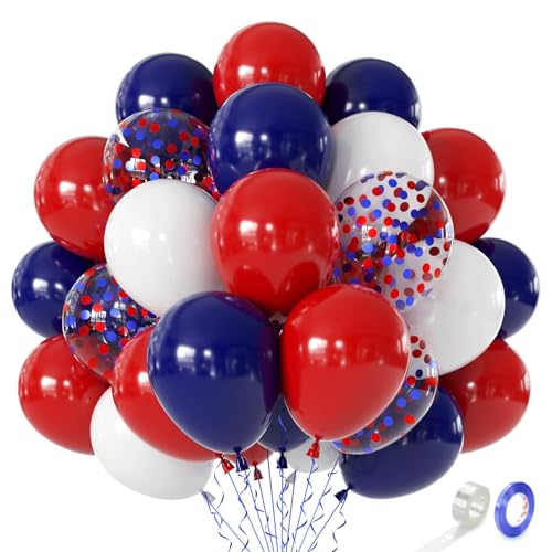 Red and Blue Balloons Set - 60 pcs Navy, 12 Inch Party Decor