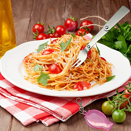 2PCS Folding Fork And Spoon Set With Case Portable Folding Tableware Set Portable Cutlery for Travel, Camping And Picnic