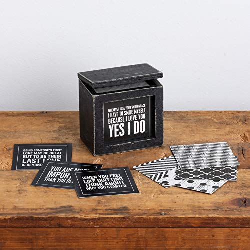 Primitives by Kathy 38807 Classic Black and White Hinged Box, Words of Wisdom