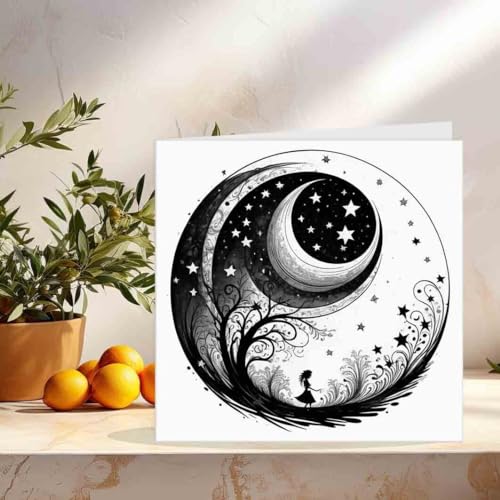 Moon Forest Gothic Greeting Card 145 x 145mm by Purple Fox