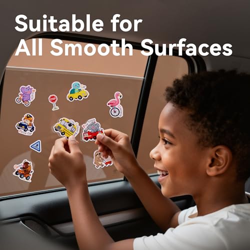 Dohoho 33 PCS Car Window Clings for Kids - Reusable ABC Vehicle Stickers for Cars, Doors, Windows - Classroom & Nursery Decor (Car)