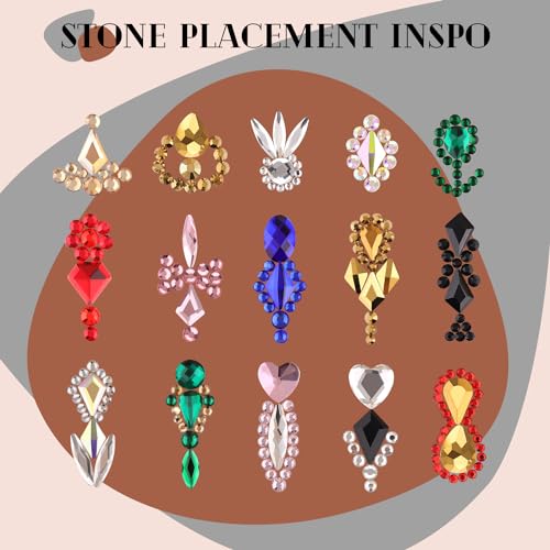 BELLEBOOST 2060 Pcs AB Glass Nail Rhinestones Kit with Multi Shapes and Round Crystals