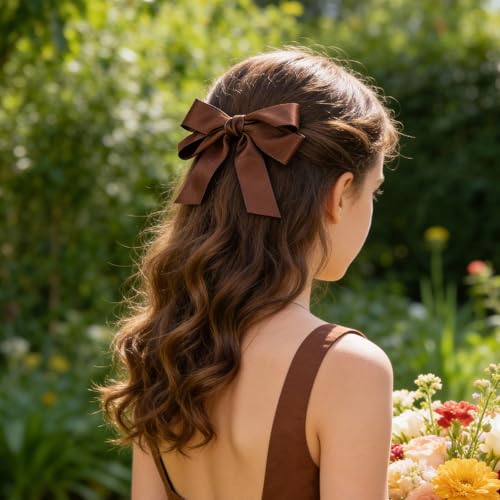 Satin Hair Bow Clips 8PCS Non Slip Alligator Hair Barrettes for Women
