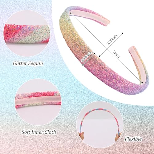 Glitter Sequin Girls Headbands 4-Pack - Non-Slip Sparkly Hair Accessories