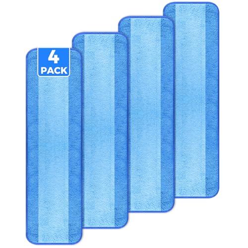 4-Pack 18-Inch Microfiber Mop Pads - Washable Replacement for Bona Mops