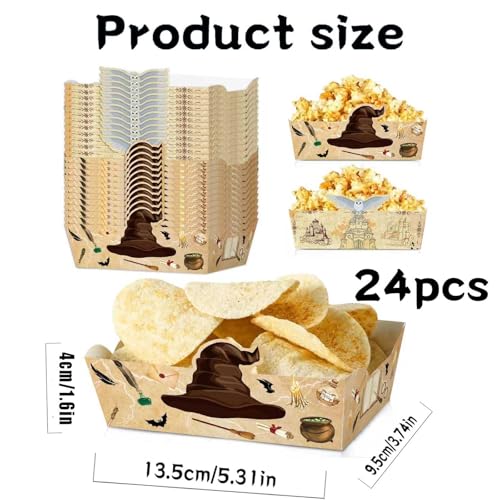 24 Pcs Magic Wizard Party Food Trays - Disposable Nacho Serving Boats