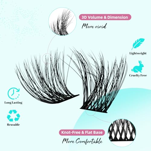 AMZGIRL Lash Clusters 144 PCS D Curl 10-18mm Individual Eyelashes